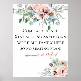 Póster Rótulo Boda del plan de asientos Rubor Pink & Ivor
