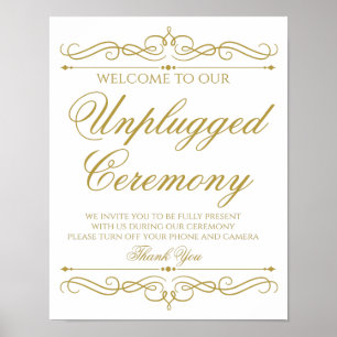Póster Rótulo boda Elegante caligrafía de giro dorado