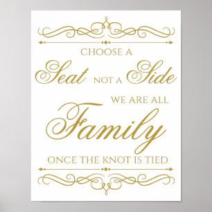 Póster Rótulo boda Elegante caligrafía de giro dorado