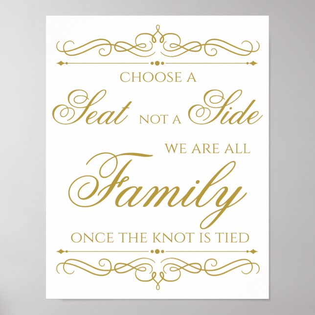 Póster Rótulo boda | Elegante caligrafía de giro dorado (Frente)