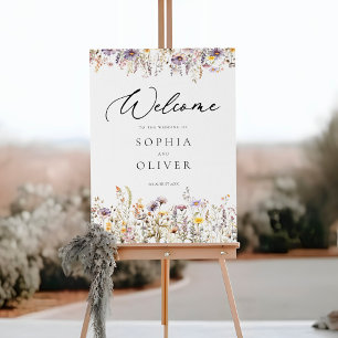 Póster Rótulo Boda floral romántico