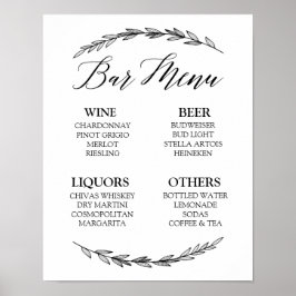 Póster Rótulo boda - Menú Bar Boda Laurel Rótulo