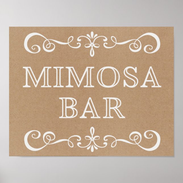 Póster Rótulo boda - Mimosa Bar Rótulo Boda Rústico (Frente)