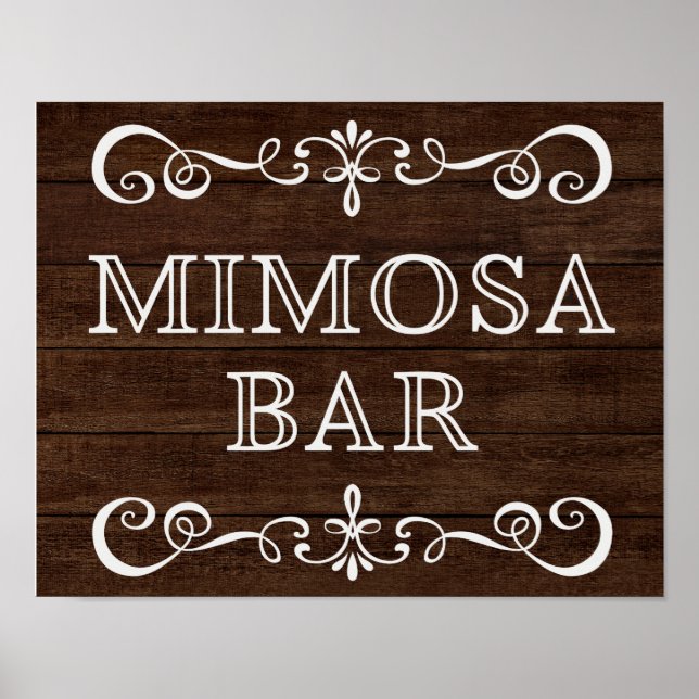 Póster Rótulo boda - Mimosa Bar Rótulo Boda Rústico (Frente)