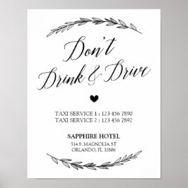Póster Rótulo boda - No bebas y conduzcas Rótulo Laurel