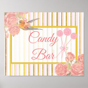 Póster Rótulo boda para el bar Candy, Lollipops rosados