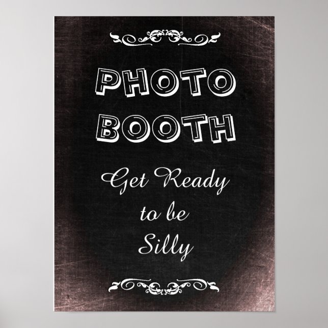 Póster Rótulo boda para Photo Booth, estilo pizarra (Frente)