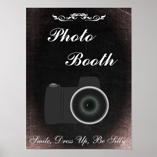 Póster Rótulo boda para Photo Booth, estilo pizarra (Frente)