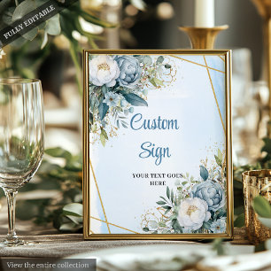 Póster Rótulo Boda Purpurina de color azul verde azul acu