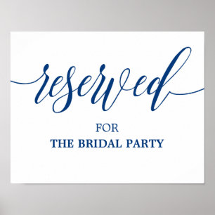 Póster Rótulo Boda reservado en caligrafía azul de la Mar