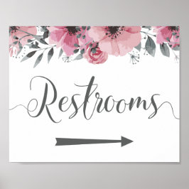 Póster Rótulo boda Restrooms. Direcciones de flecha derec