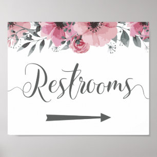 Póster Rótulo boda Restrooms. Direcciones de flecha derec