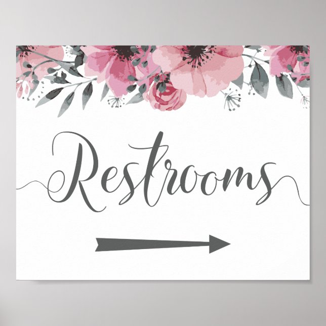 Póster Rótulo boda Restrooms. Direcciones de flecha derec (Frente)