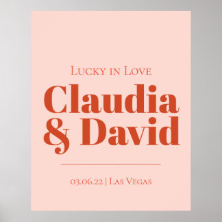 Póster Rótulo Boda Retro Vegas