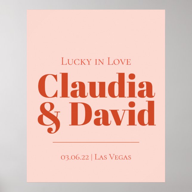 Póster Rótulo Boda Retro Vegas (Frente)