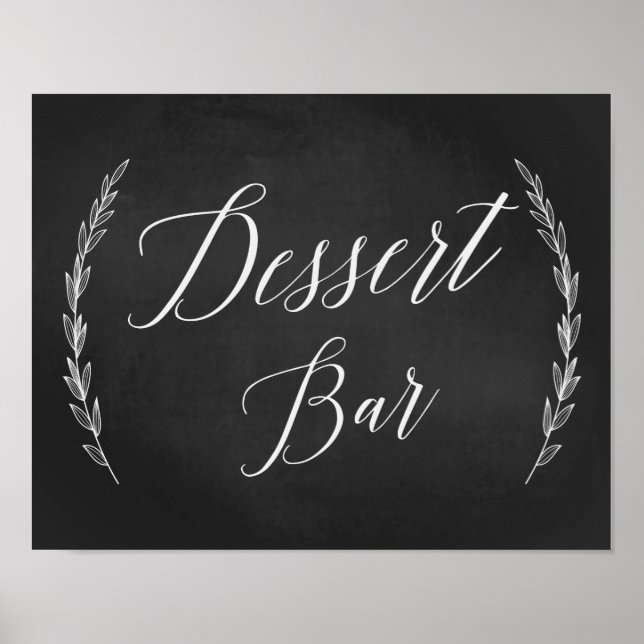 Póster Rótulo boda - Rótulo Chalkboard Boda de bar postre (Frente)