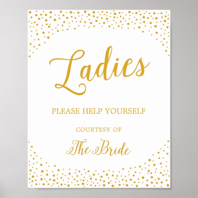 Póster Rótulo boda - Rótulo de confetti de baño femenino (Frente)