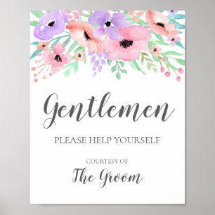 Póster Rótulo boda - Rótulo floral de cesta de baño