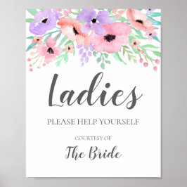 Póster Rótulo boda - Rótulo floral de cesta de baño de da