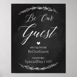 Póster Rótulo boda - Rótulo Wifi Password Chalkboard