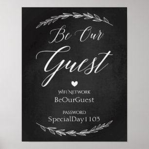 Póster Rótulo boda - Rótulo Wifi Password Chalkboard