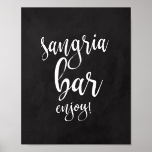Póster Rótulo Boda Sangria Bar Chalkboard 8x10