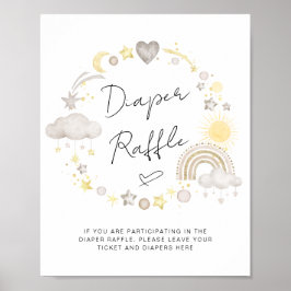 Póster Rótulo Boho Baby Shower Diaper Raffle