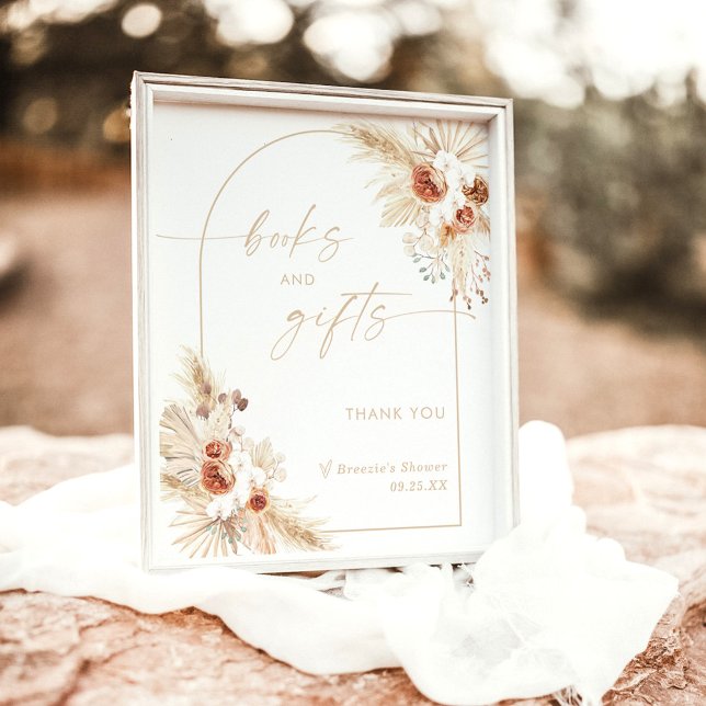 Póster Rótulo Boho Beige Books & Gifts | Arch Pampas Gras (Subido por el creador)