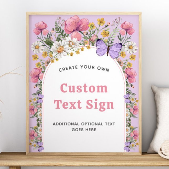 Póster Rótulo Boho Butterfly Wildflower Cumpleaños 16x20 (Boho Butterfly Wildflower Birthday 16x20 Sign)