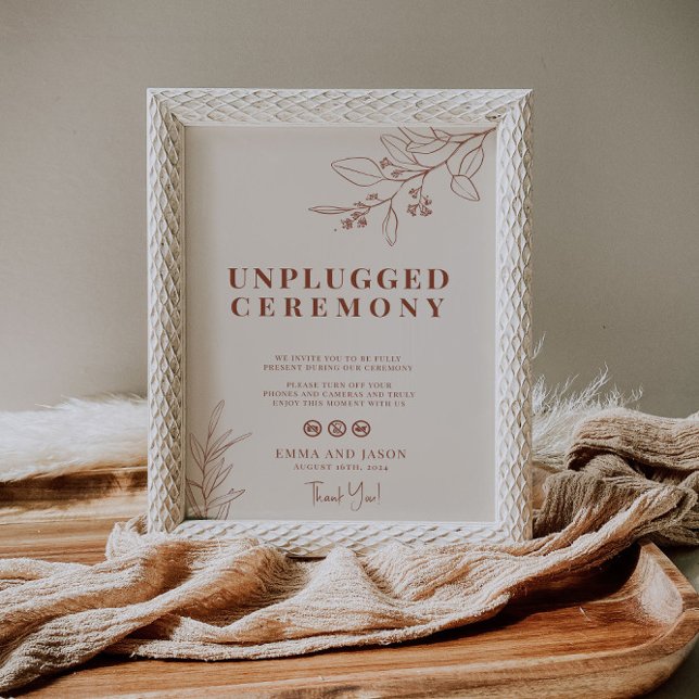 Póster Rótulo Boho Floral de la ceremonia Boda desconecta (Subido por el creador)