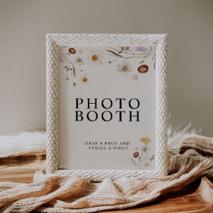 Póster Rótulo Boho Wildflower Photo Booth Boda