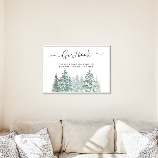 Póster Rótulo Botánico de Pine Trees Lantern (Winter Rustic Pine Trees Lantern Botanical Wedding Party Supplies)