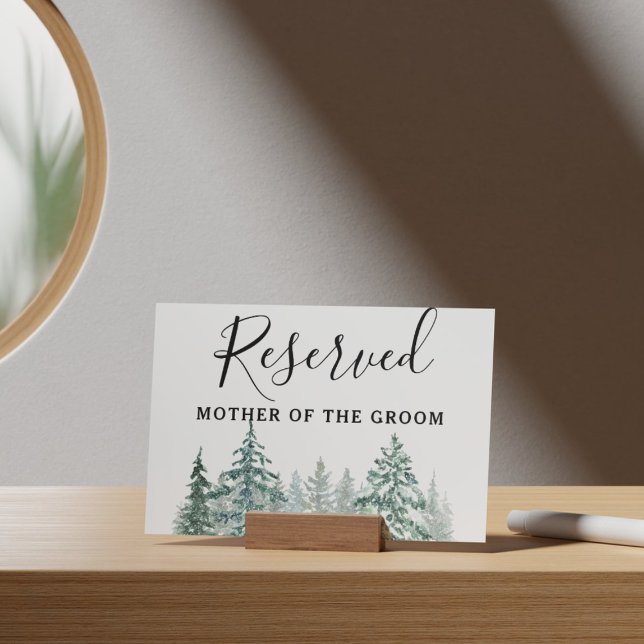 Póster Rótulo Botánico Reservado de Pine Trees Lantern (Winter Rustic Pine Trees Lantern Botanical Wedding Party Supplies)