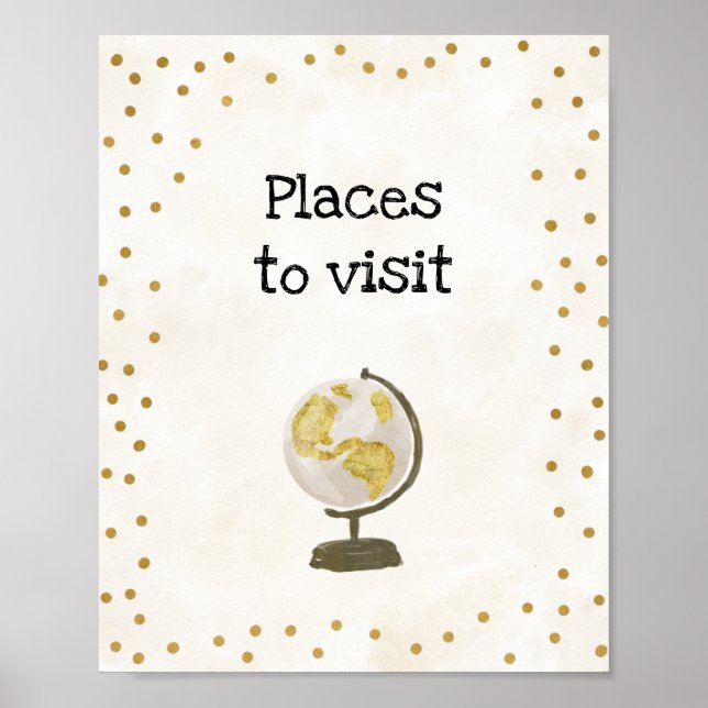 Póster Rótulo Bridal Shower con tema de viajes (Frente)