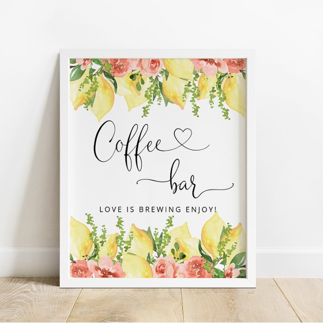 Póster Rótulo Bridal Shower Lemon Coffee Bar (Subido por el creador)