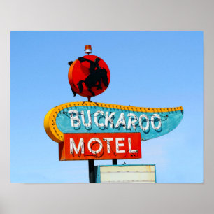 Póster Rótulo Buckaroo Motel, Tucumcari, Nuevo México
