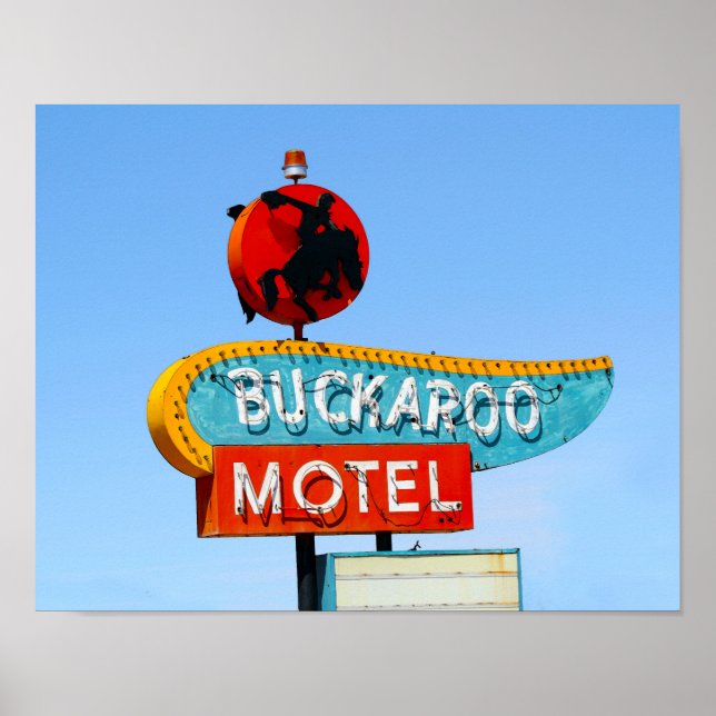 Póster Rótulo Buckaroo Motel, Tucumcari, Nuevo México (Frente)