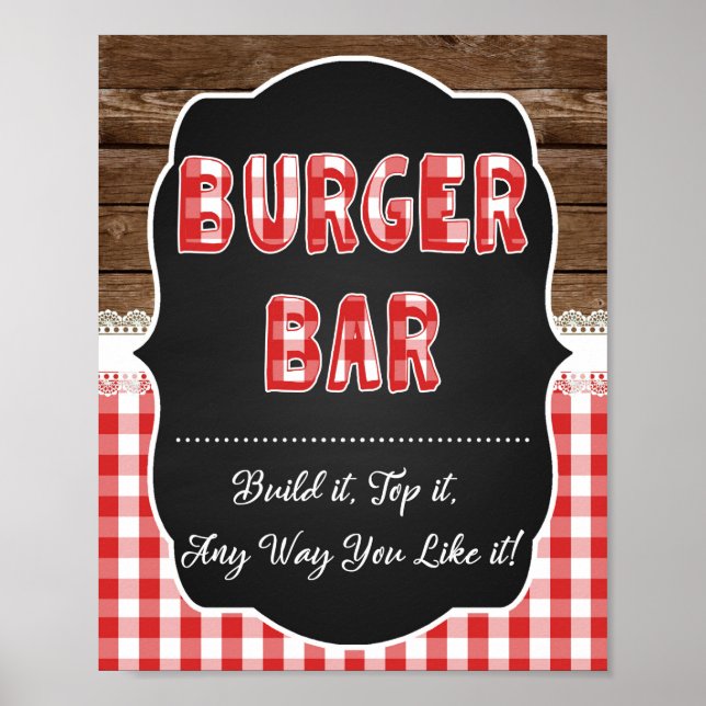 Póster Rótulo Burger Bar - Red Baby Q (Frente)