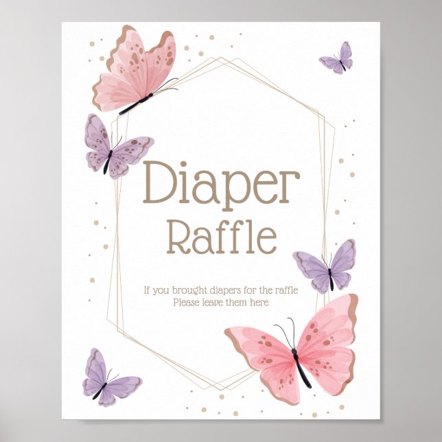 Póster Rótulo Butterfly Diaper Raffle (Frente)