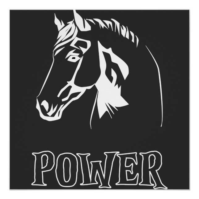 Póster Rótulo Cabeza de Poder de Cabeza de Caballo (Anverso)