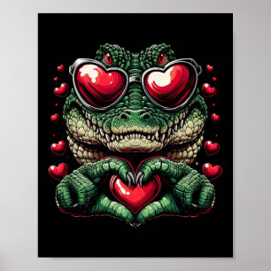 Póster Rótulo cardíaco mano cocodrilo masculino cocodrilo
