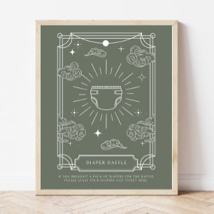 Póster Rótulo Celestial Tarot Baby Shower Diaper Raffle