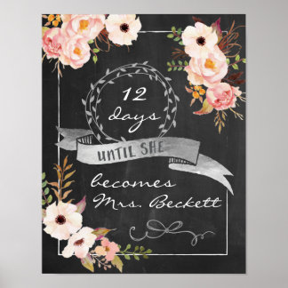 Póster Rótulo Chalkboard Boda Bridal Shower