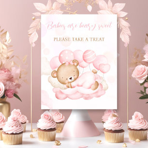 Póster Rótulo chica color rosa Baby Shower Favor