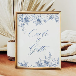 Póster Rótulo Chinoiserie Blue Floral Cards and Gifts