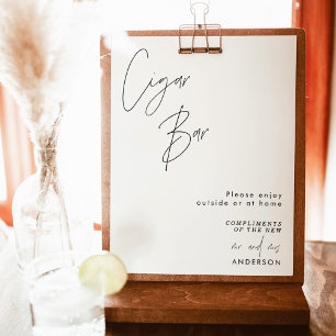 Póster Rótulo Cigar Bar, Boda Minimalista moderno
