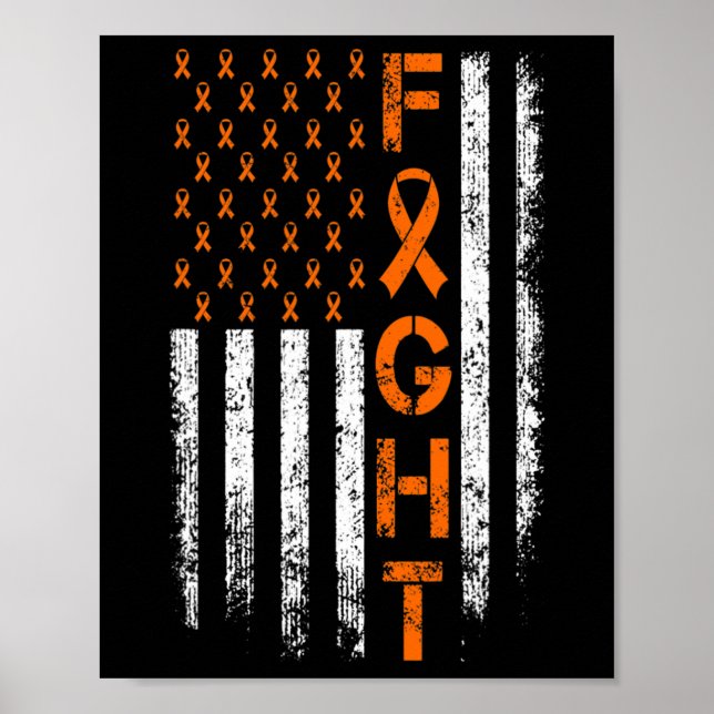 Póster Rótulo Cinta naranja - Conciencia sobre la leucemi (Frente)