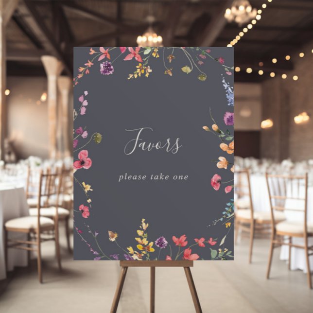 Póster Rótulo Clásico Blue Wild Floral Favors (Subido por el creador)