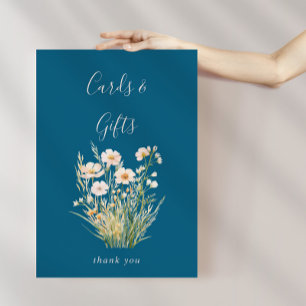 Póster Rótulo clásico de Boho Rubor Wildflower Cards and 