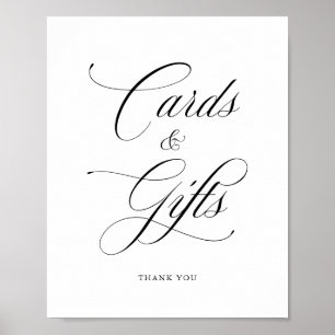 Póster Rótulo clásico elegante de tarjetas de boda y rega